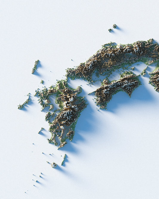 Japan Shaded Relief Map - Minimalist - Encompass Geographic